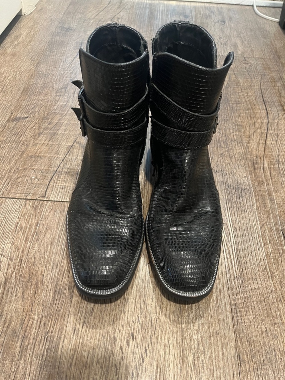 Aldo Black Textured Leather Ankle Boots